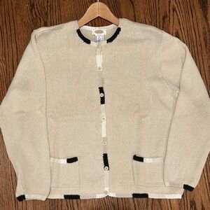 Talbot’s Beige Cardigan with Black Accents